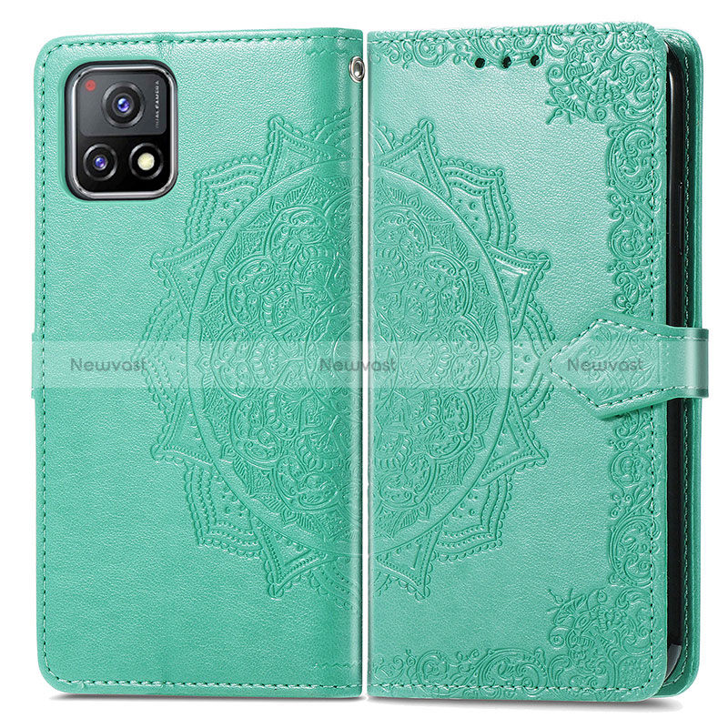 Leather Case Stands Fashionable Pattern Flip Cover Holder for Vivo iQOO U3 5G Green