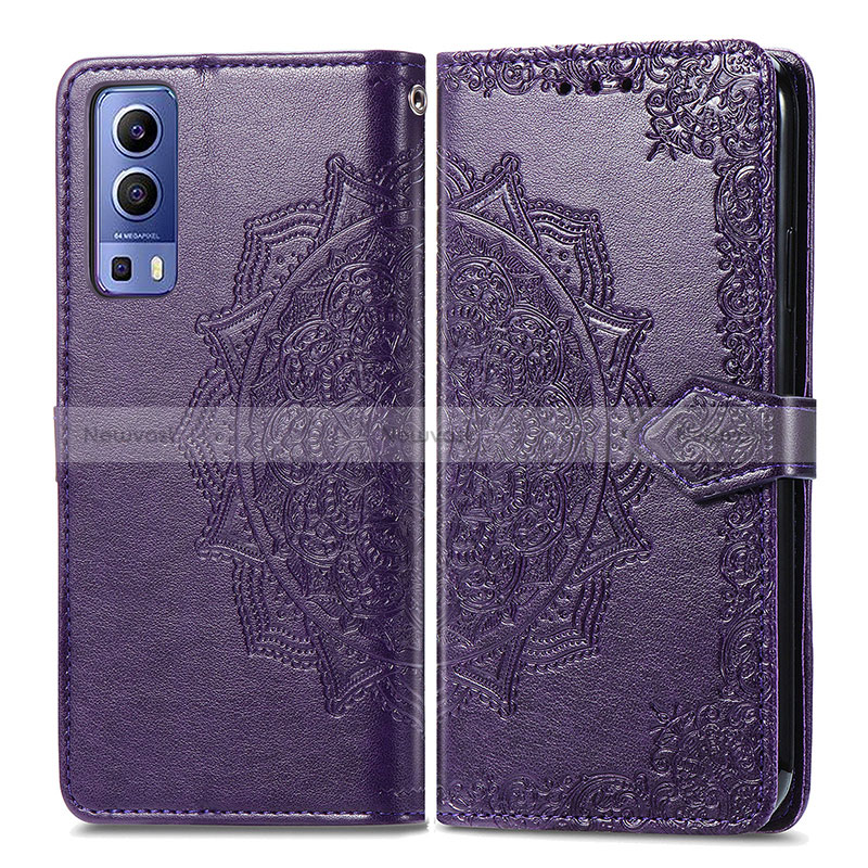 Leather Case Stands Fashionable Pattern Flip Cover Holder for Vivo iQOO Z3 5G