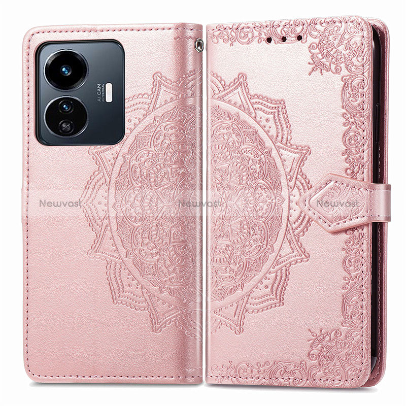 Leather Case Stands Fashionable Pattern Flip Cover Holder for Vivo iQOO Z6 Lite 5G