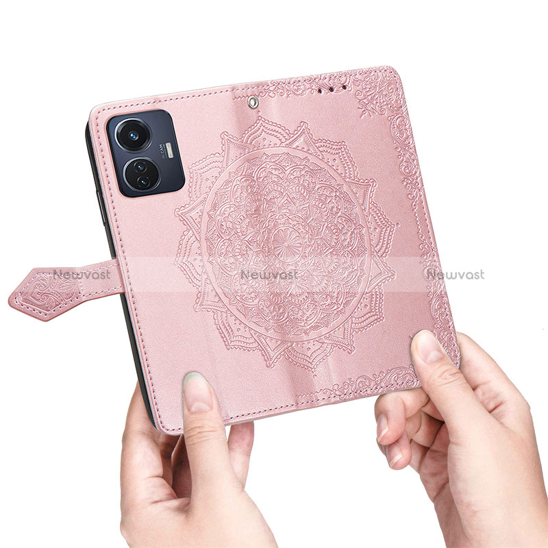 Leather Case Stands Fashionable Pattern Flip Cover Holder for Vivo T1 4G