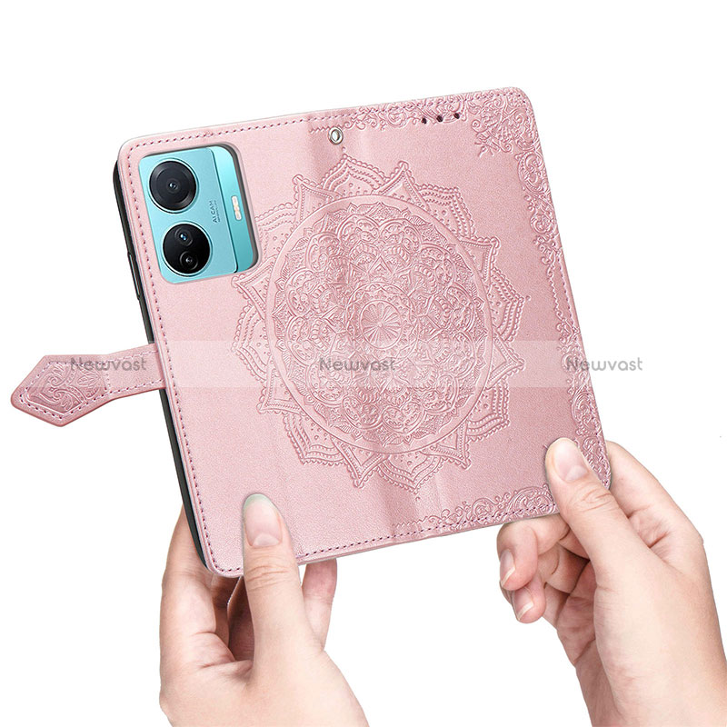 Leather Case Stands Fashionable Pattern Flip Cover Holder for Vivo T1 5G