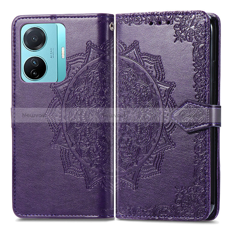 Leather Case Stands Fashionable Pattern Flip Cover Holder for Vivo T1 5G