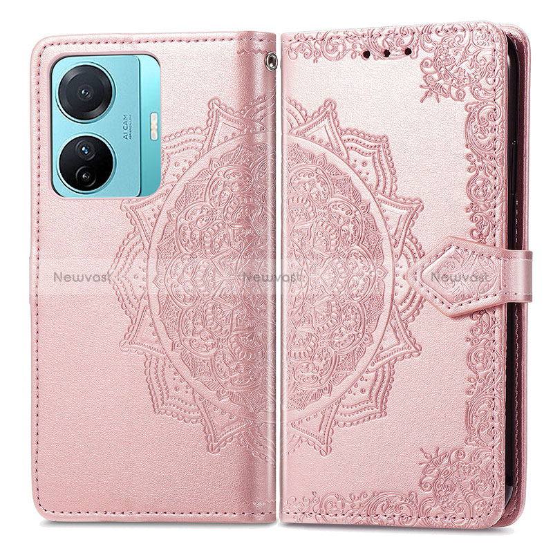 Leather Case Stands Fashionable Pattern Flip Cover Holder for Vivo T1 5G