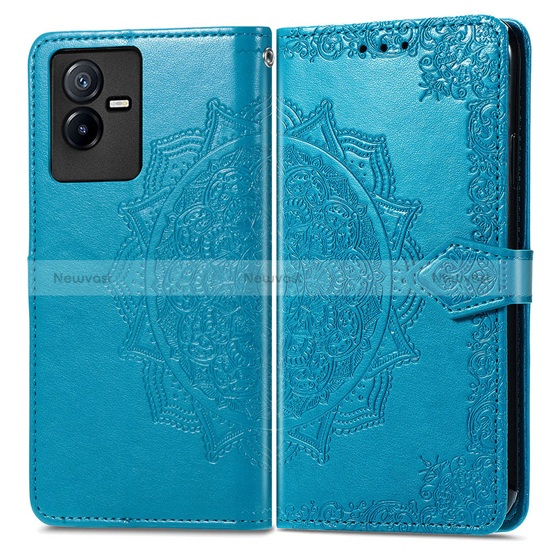 Leather Case Stands Fashionable Pattern Flip Cover Holder for Vivo T2x 5G