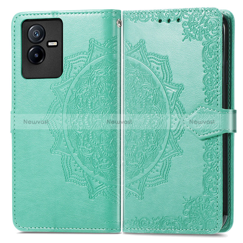 Leather Case Stands Fashionable Pattern Flip Cover Holder for Vivo T2x 5G