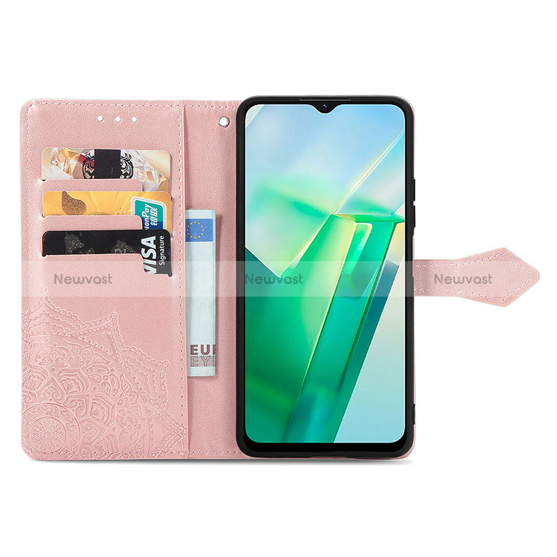 Leather Case Stands Fashionable Pattern Flip Cover Holder for Vivo T2x 5G