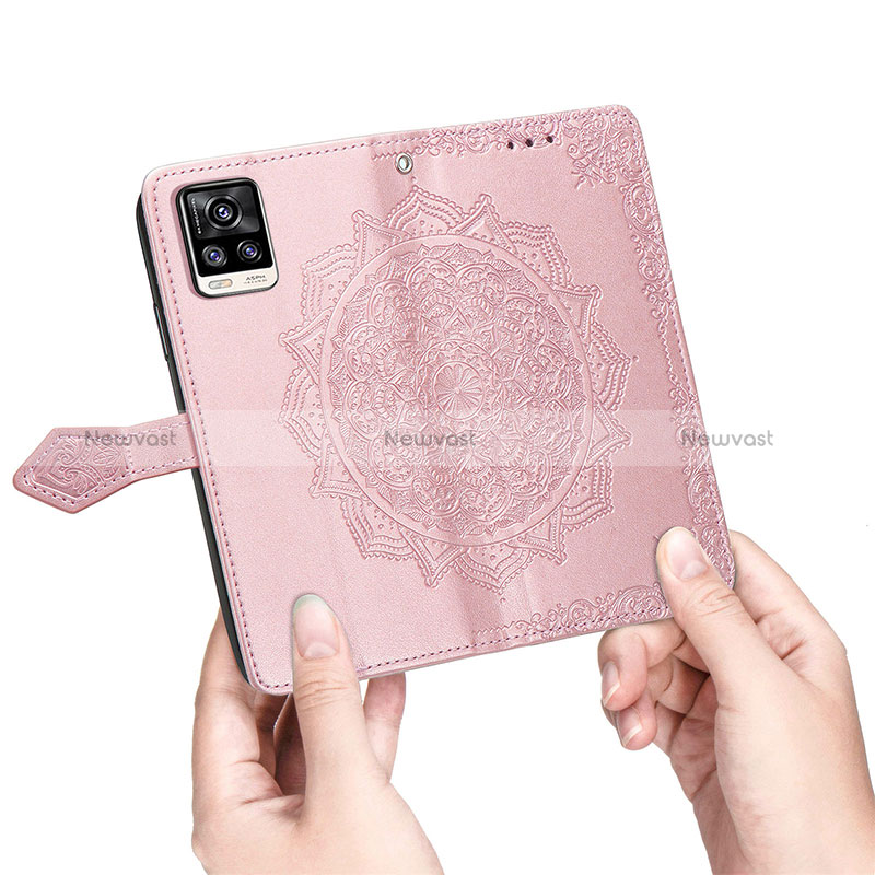 Leather Case Stands Fashionable Pattern Flip Cover Holder for Vivo V20 (2021)