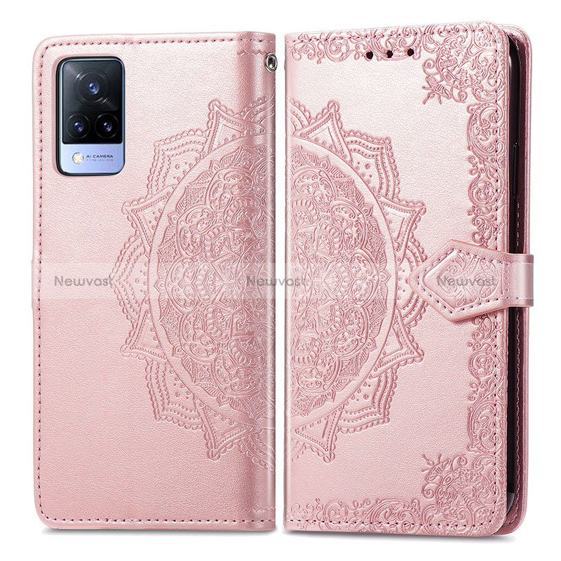 Leather Case Stands Fashionable Pattern Flip Cover Holder for Vivo V21 5G