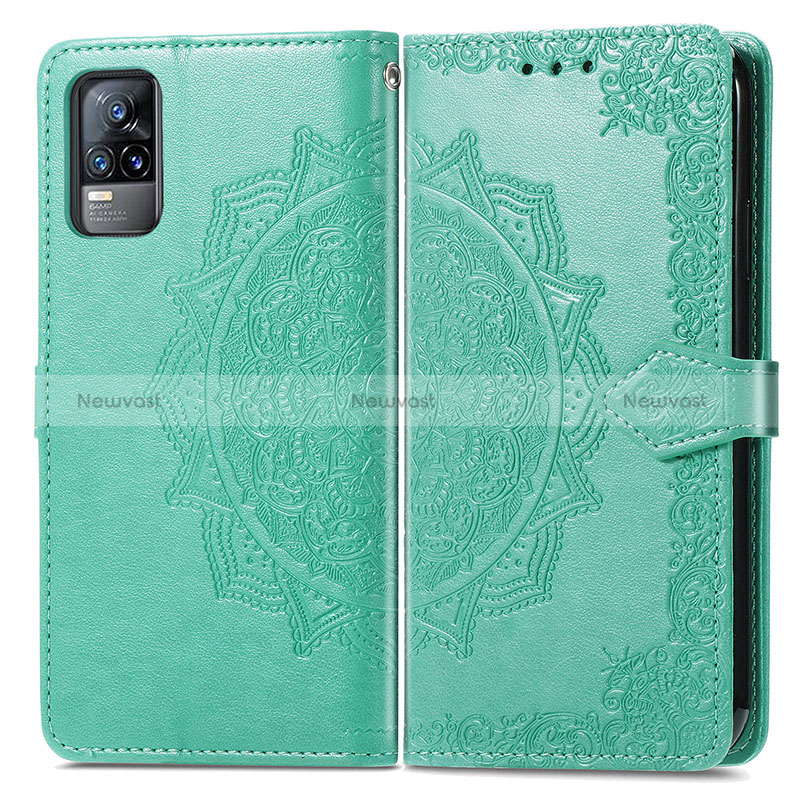 Leather Case Stands Fashionable Pattern Flip Cover Holder for Vivo V21e 4G