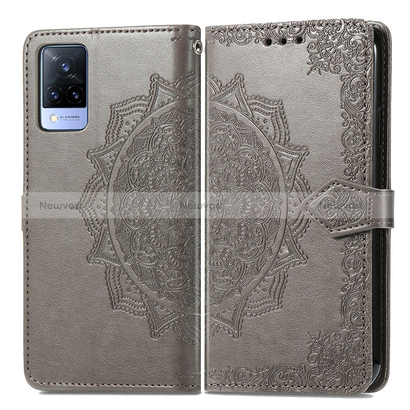 Leather Case Stands Fashionable Pattern Flip Cover Holder for Vivo V21s 5G