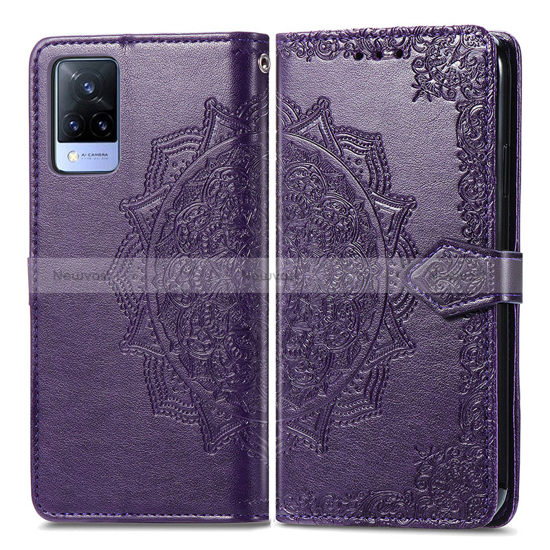 Leather Case Stands Fashionable Pattern Flip Cover Holder for Vivo V21s 5G