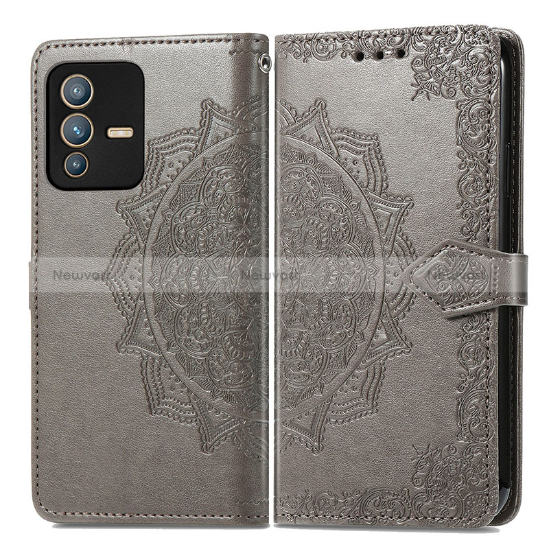 Leather Case Stands Fashionable Pattern Flip Cover Holder for Vivo V23 Pro 5G