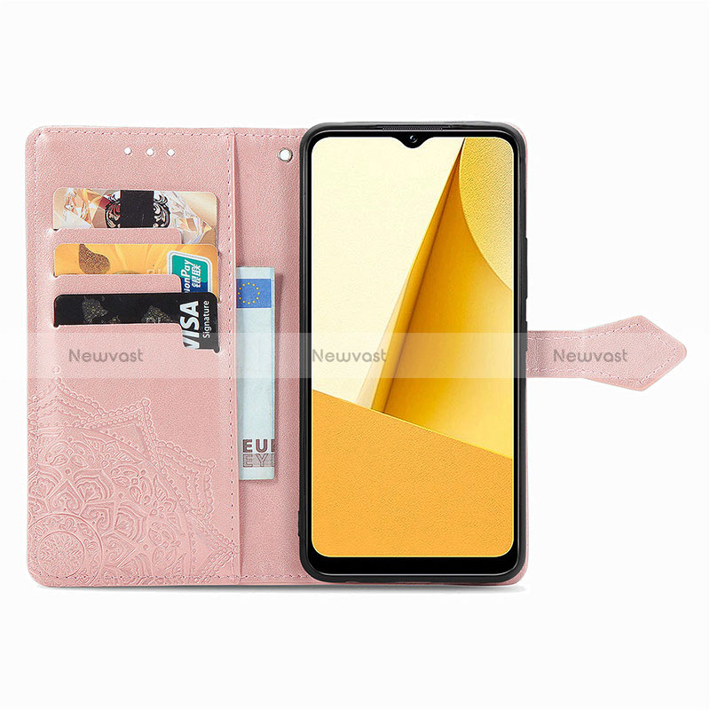 Leather Case Stands Fashionable Pattern Flip Cover Holder for Vivo Y02S