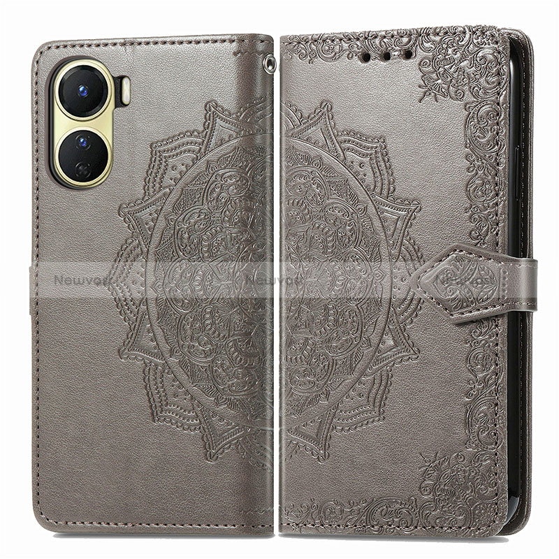 Leather Case Stands Fashionable Pattern Flip Cover Holder for Vivo Y02S