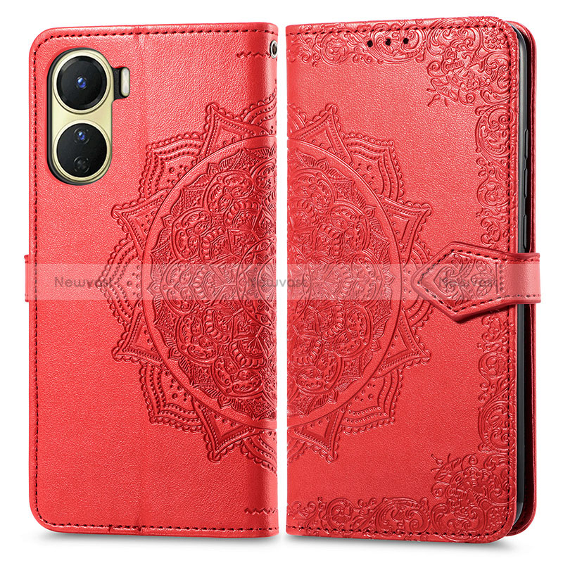 Leather Case Stands Fashionable Pattern Flip Cover Holder for Vivo Y02S