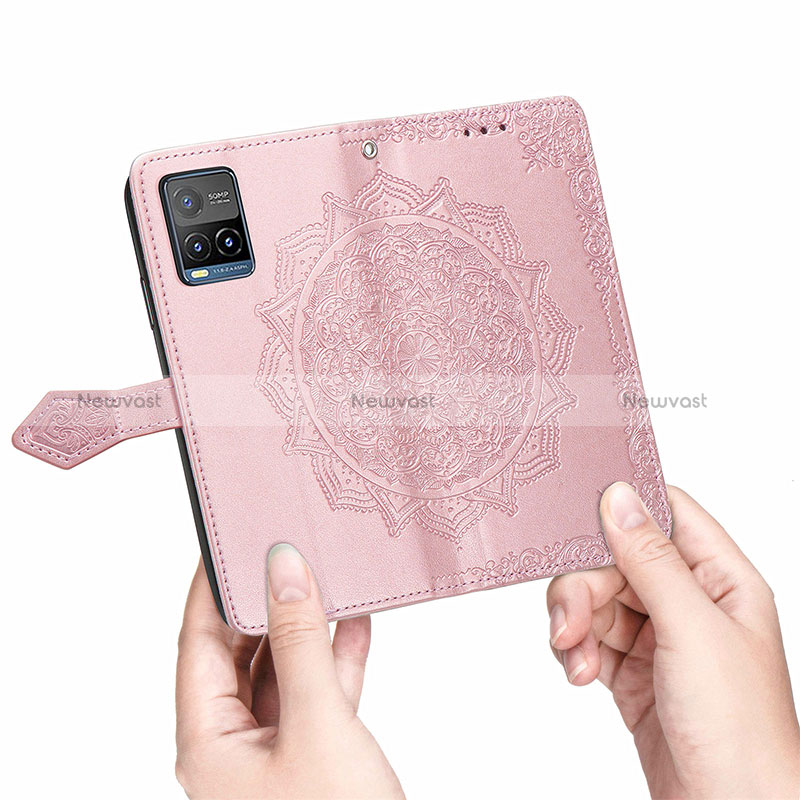 Leather Case Stands Fashionable Pattern Flip Cover Holder for Vivo Y21