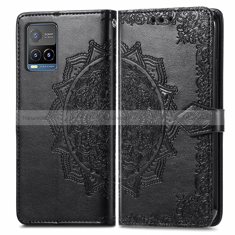 Leather Case Stands Fashionable Pattern Flip Cover Holder for Vivo Y21