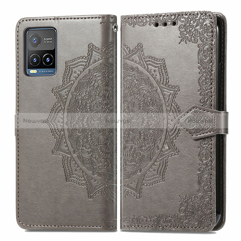 Leather Case Stands Fashionable Pattern Flip Cover Holder for Vivo Y21