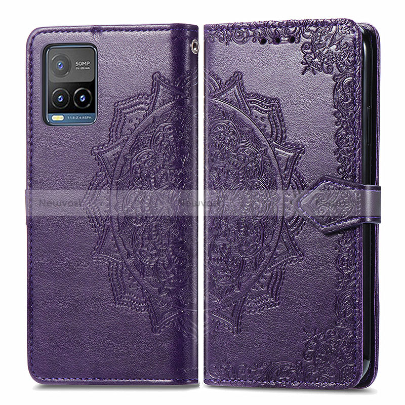 Leather Case Stands Fashionable Pattern Flip Cover Holder for Vivo Y21e