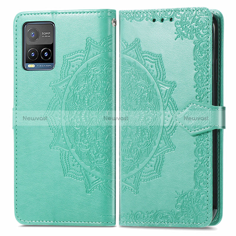 Leather Case Stands Fashionable Pattern Flip Cover Holder for Vivo Y21G