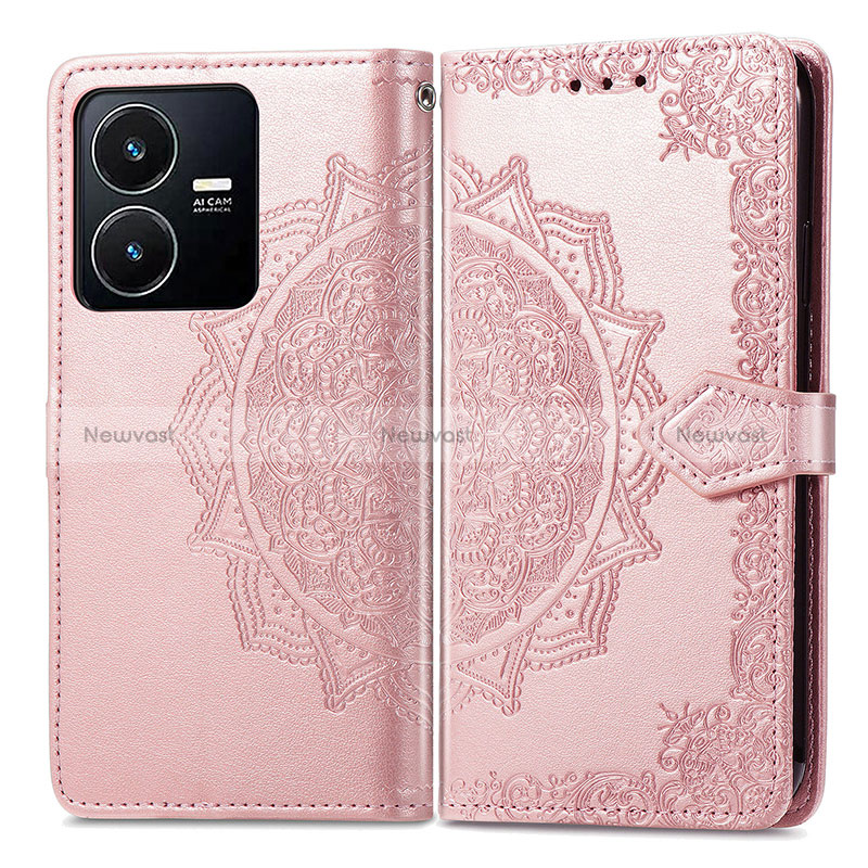 Leather Case Stands Fashionable Pattern Flip Cover Holder for Vivo Y22