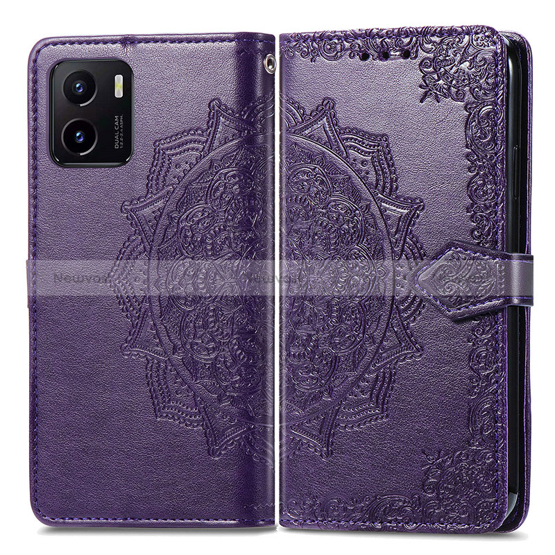 Leather Case Stands Fashionable Pattern Flip Cover Holder for Vivo Y32t Rose Gold