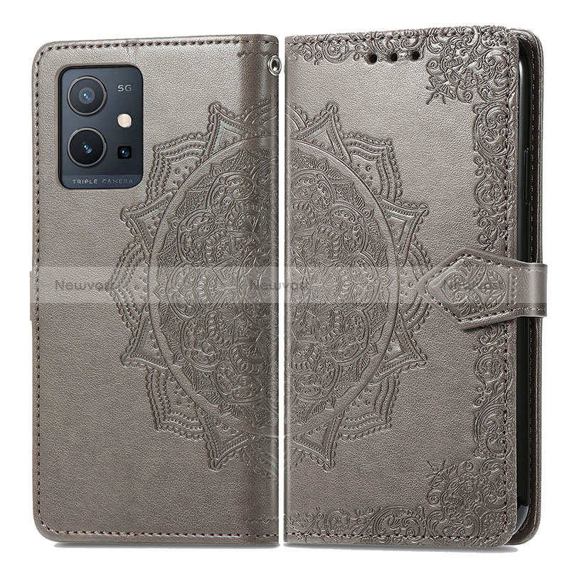 Leather Case Stands Fashionable Pattern Flip Cover Holder for Vivo Y33e 5G