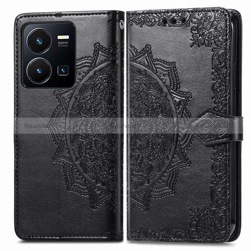 Leather Case Stands Fashionable Pattern Flip Cover Holder for Vivo Y35 4G