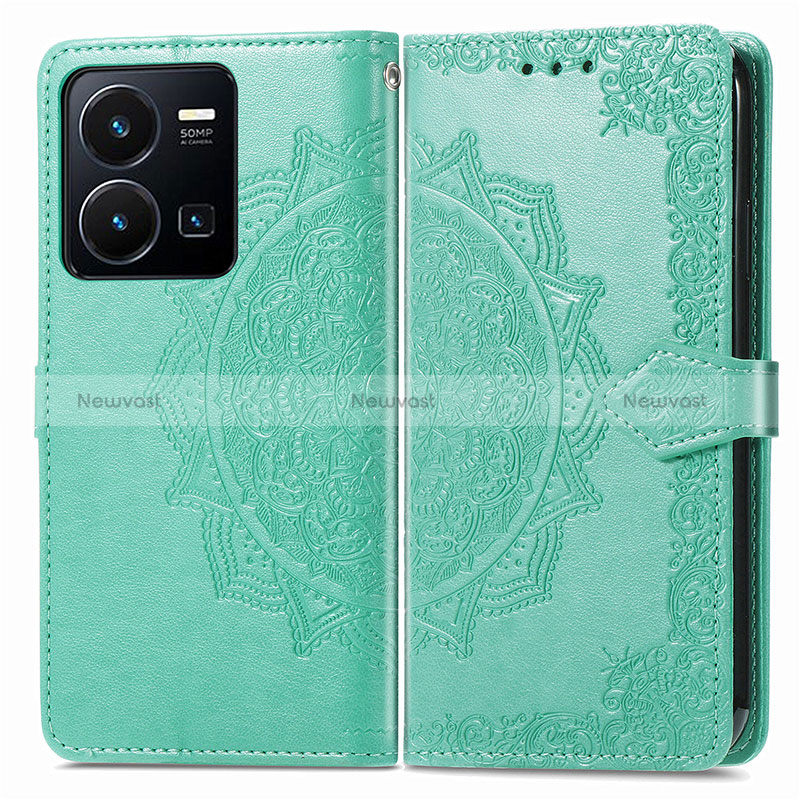 Leather Case Stands Fashionable Pattern Flip Cover Holder for Vivo Y35 4G