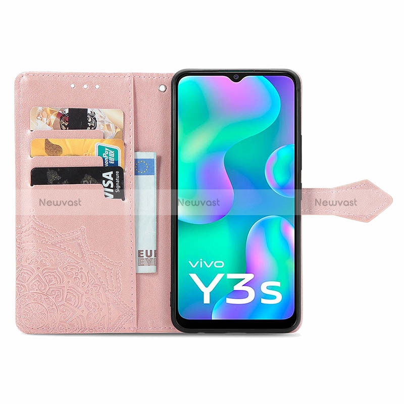 Leather Case Stands Fashionable Pattern Flip Cover Holder for Vivo Y3s (2021)