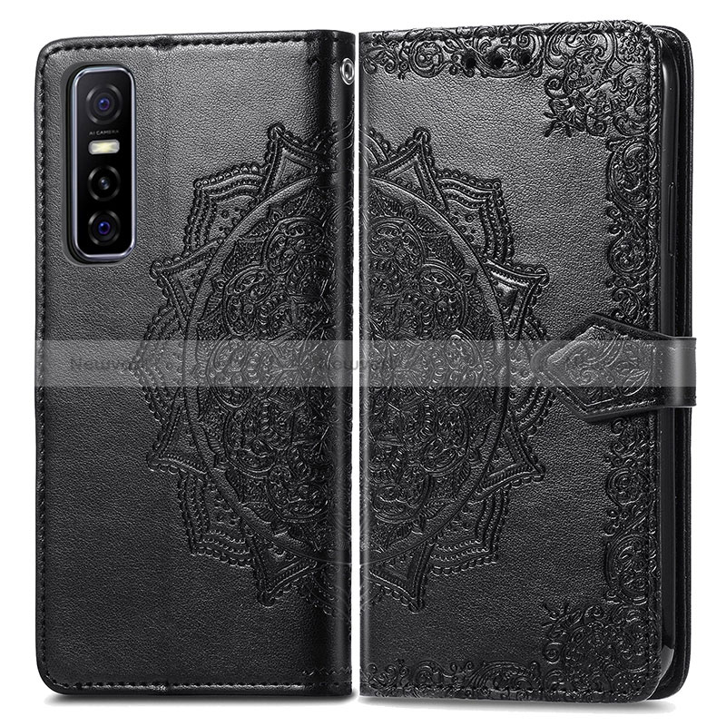 Leather Case Stands Fashionable Pattern Flip Cover Holder for Vivo Y73s 5G