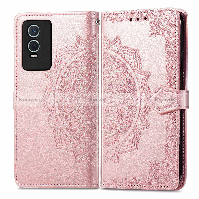 Leather Case Stands Fashionable Pattern Flip Cover Holder for Vivo Y74s 5G