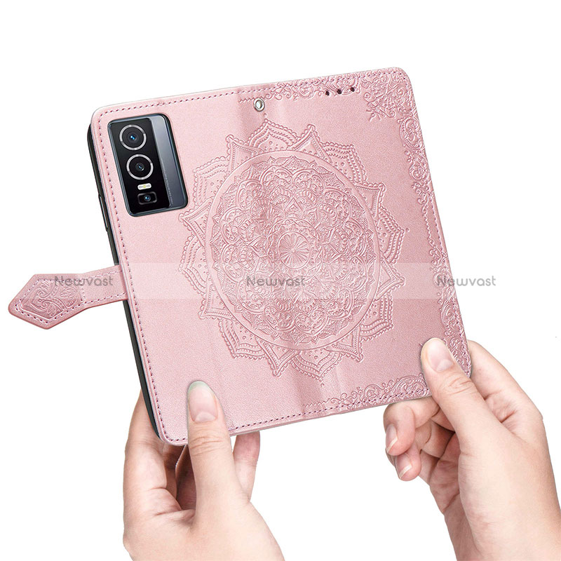 Leather Case Stands Fashionable Pattern Flip Cover Holder for Vivo Y76 5G