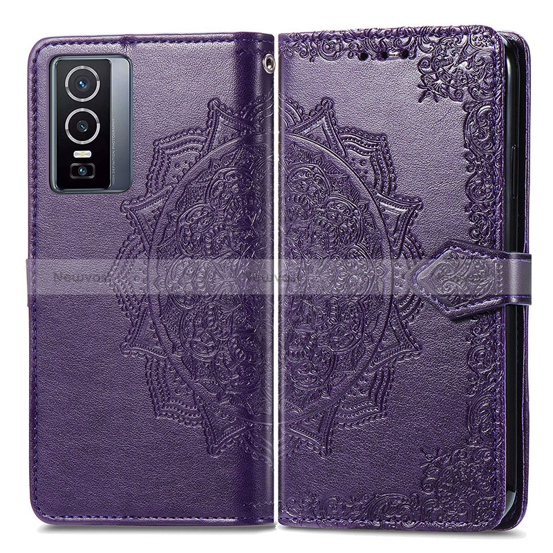 Leather Case Stands Fashionable Pattern Flip Cover Holder for Vivo Y76 5G