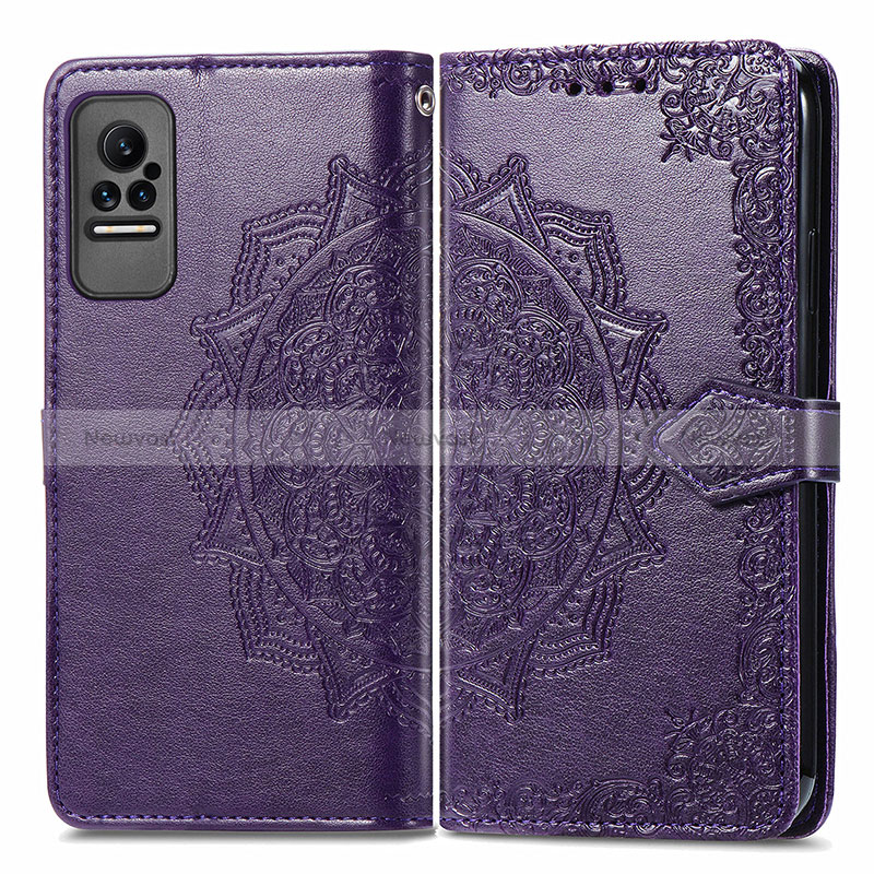 Leather Case Stands Fashionable Pattern Flip Cover Holder for Xiaomi Civi 1S 5G Purple