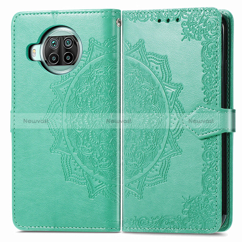 Leather Case Stands Fashionable Pattern Flip Cover Holder for Xiaomi Mi 10i 5G Green