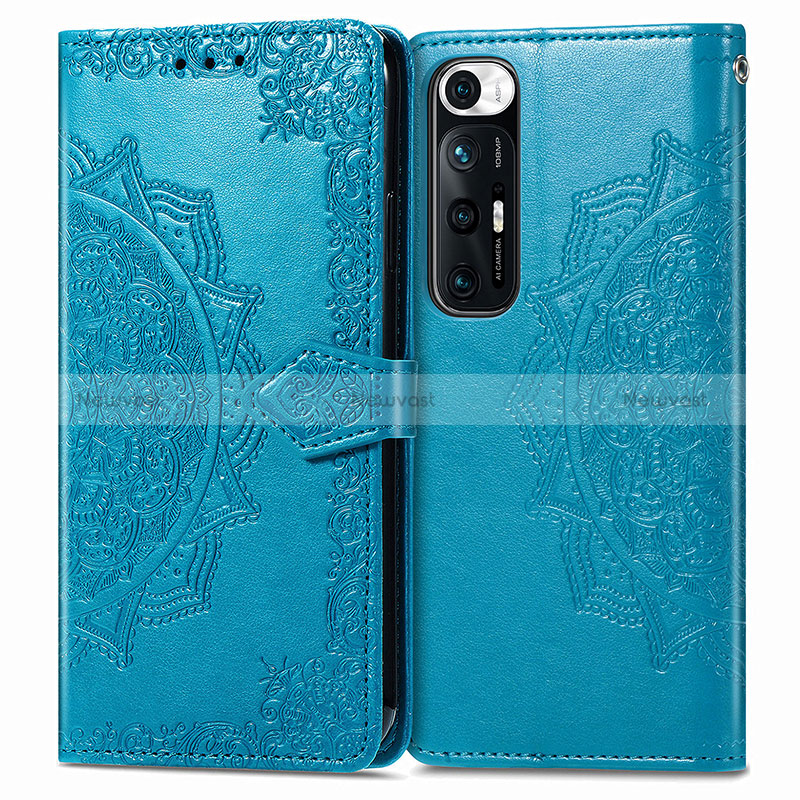 Leather Case Stands Fashionable Pattern Flip Cover Holder for Xiaomi Mi 10S 5G Blue