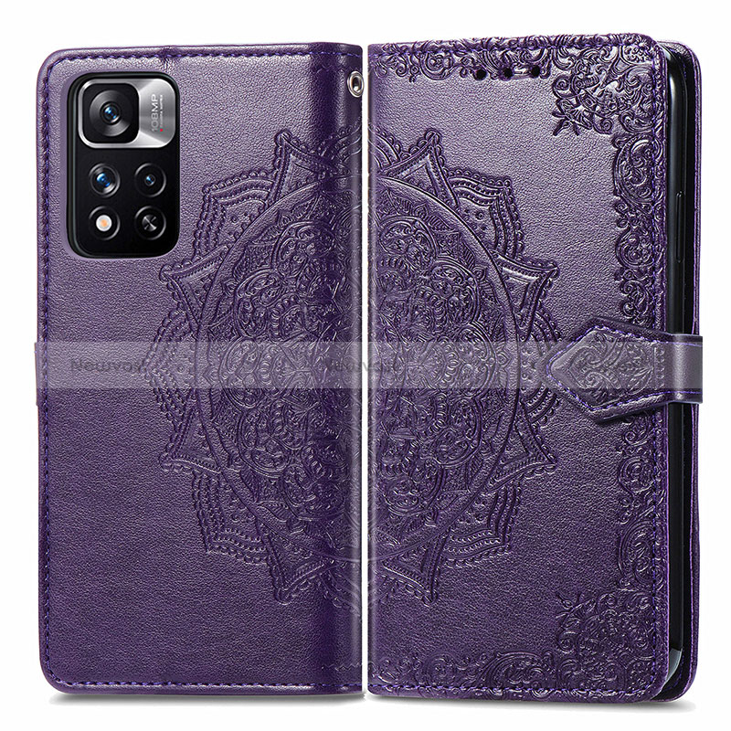 Leather Case Stands Fashionable Pattern Flip Cover Holder for Xiaomi Mi 11i 5G (2022) Purple