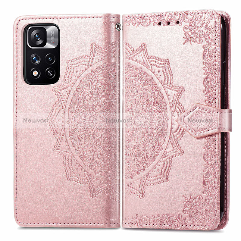 Leather Case Stands Fashionable Pattern Flip Cover Holder for Xiaomi Mi 11i 5G (2022) Rose Gold