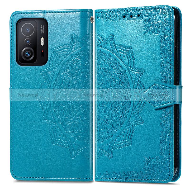 Leather Case Stands Fashionable Pattern Flip Cover Holder for Xiaomi Mi 11T Pro 5G Blue