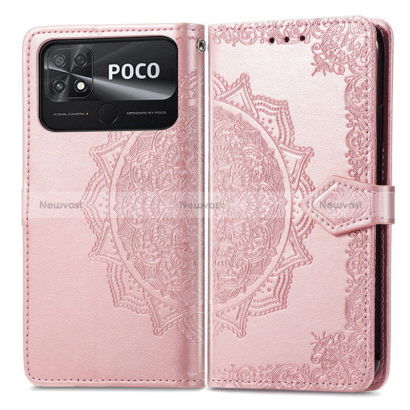 Leather Case Stands Fashionable Pattern Flip Cover Holder for Xiaomi Poco C40