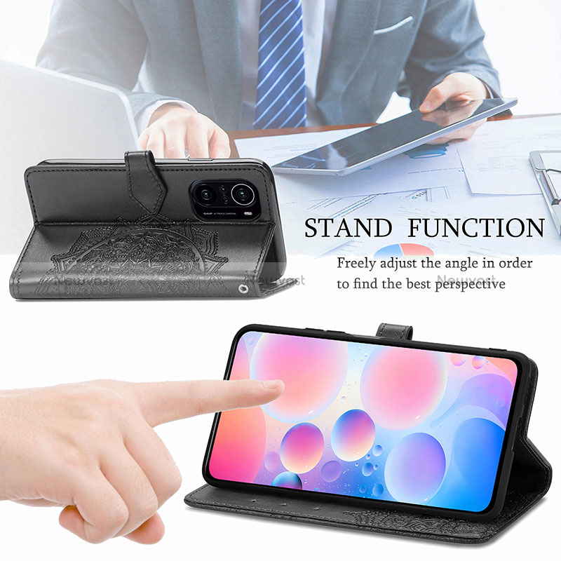 Leather Case Stands Fashionable Pattern Flip Cover Holder for Xiaomi Poco F3 5G