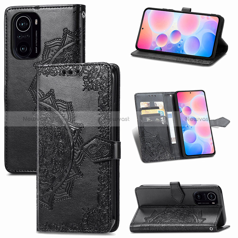 Leather Case Stands Fashionable Pattern Flip Cover Holder for Xiaomi Poco F3 5G