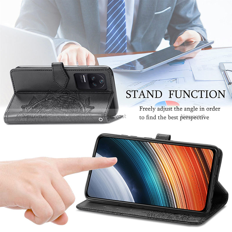 Leather Case Stands Fashionable Pattern Flip Cover Holder for Xiaomi Poco F4 5G