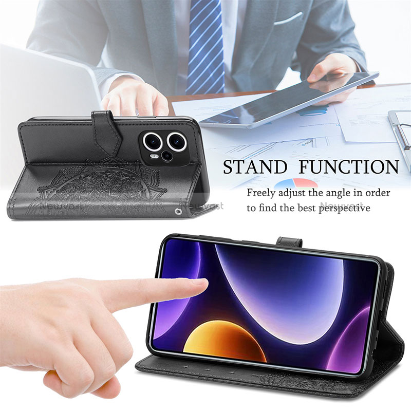 Leather Case Stands Fashionable Pattern Flip Cover Holder for Xiaomi Poco F5 5G