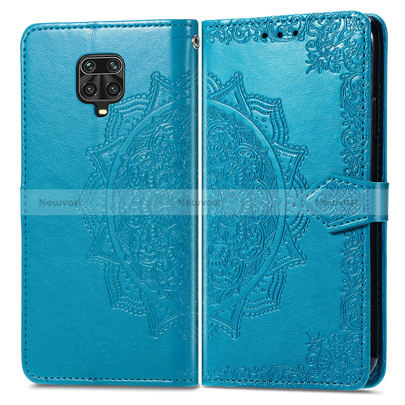 Leather Case Stands Fashionable Pattern Flip Cover Holder for Xiaomi Poco M2 Pro Blue