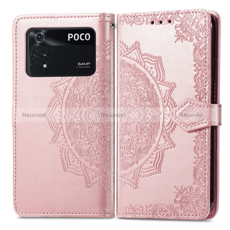 Leather Case Stands Fashionable Pattern Flip Cover Holder for Xiaomi Poco M4 Pro 4G