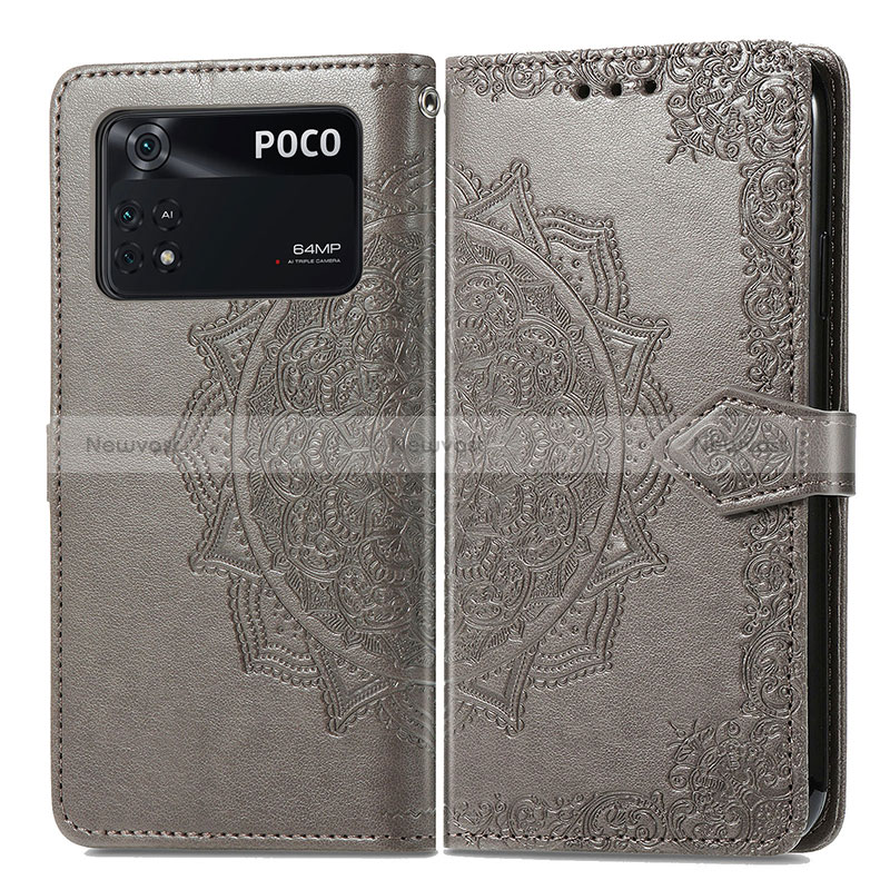 Leather Case Stands Fashionable Pattern Flip Cover Holder for Xiaomi Poco M4 Pro 4G