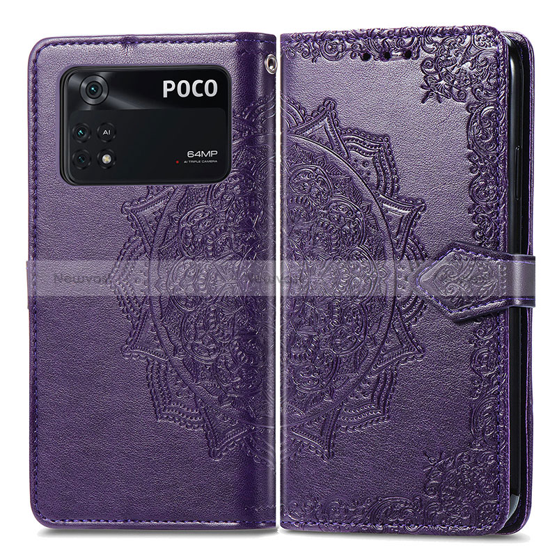 Leather Case Stands Fashionable Pattern Flip Cover Holder for Xiaomi Poco M4 Pro 4G