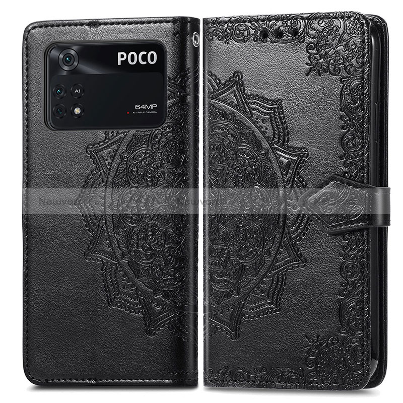 Leather Case Stands Fashionable Pattern Flip Cover Holder for Xiaomi Poco M4 Pro 4G